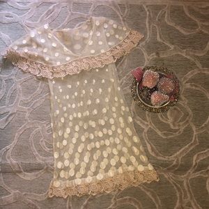 🌷VINTAGE🌷sheer polkadot lace crochet blouse
